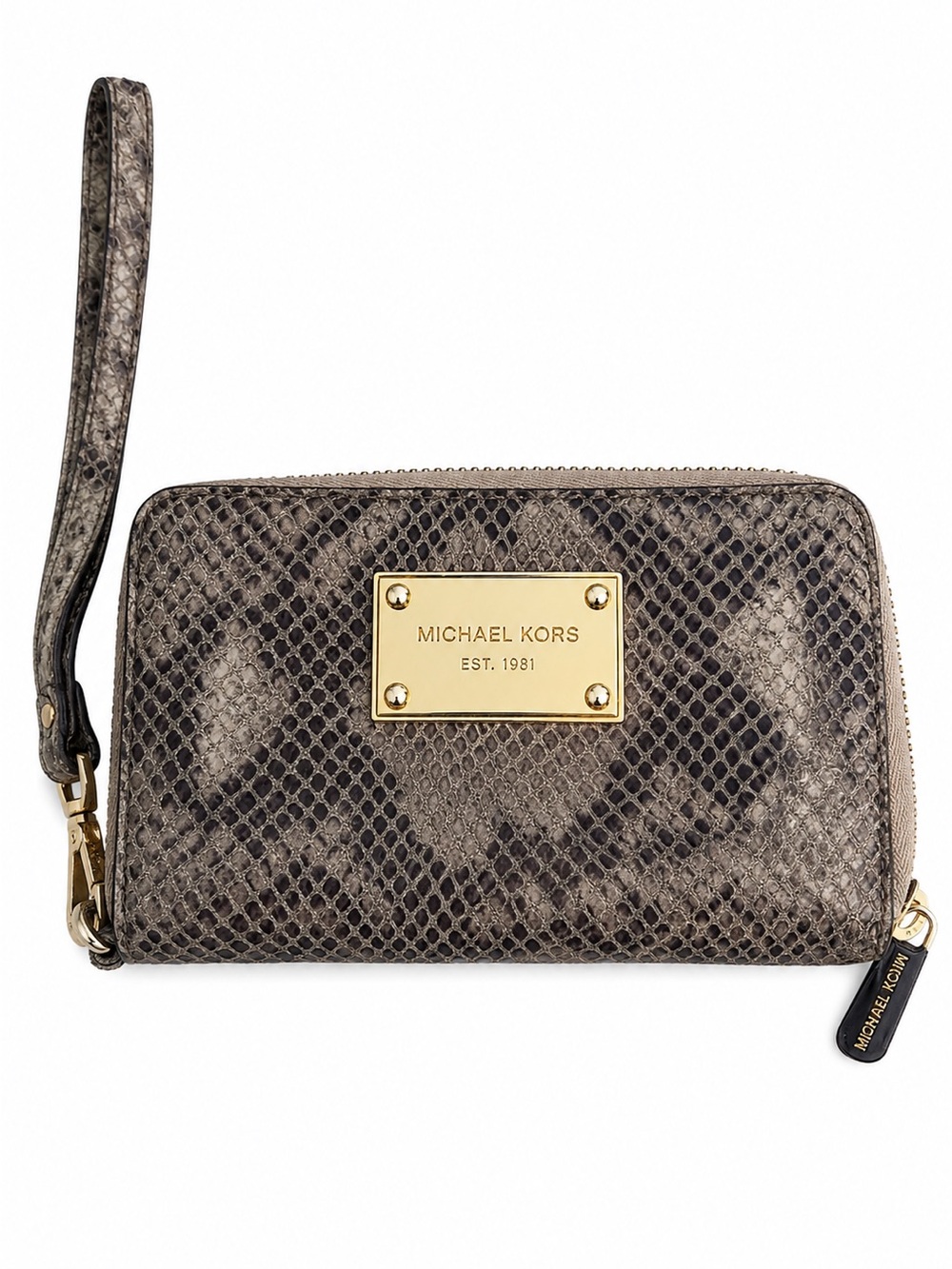 Michael Kors | Python Embossed Wristlet Wallet | Taupe | Gold Hardware| Leather